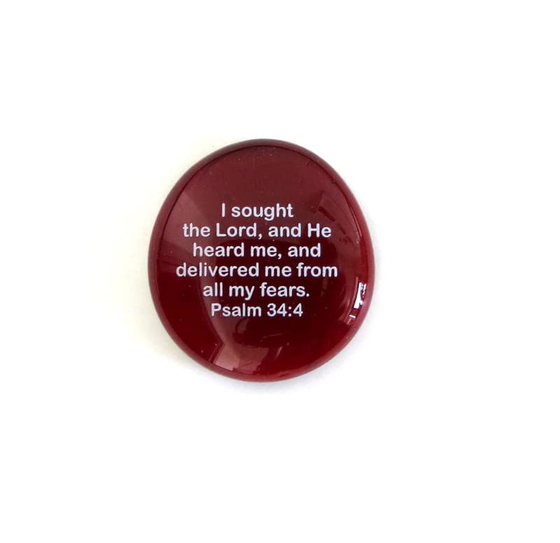 Scripture Glass Stones, Set of 100 Translucent and Opaque Glass Stones Printed with Many of Your Favorite Bible Verses with Retail Display by Lifeforce Glass.