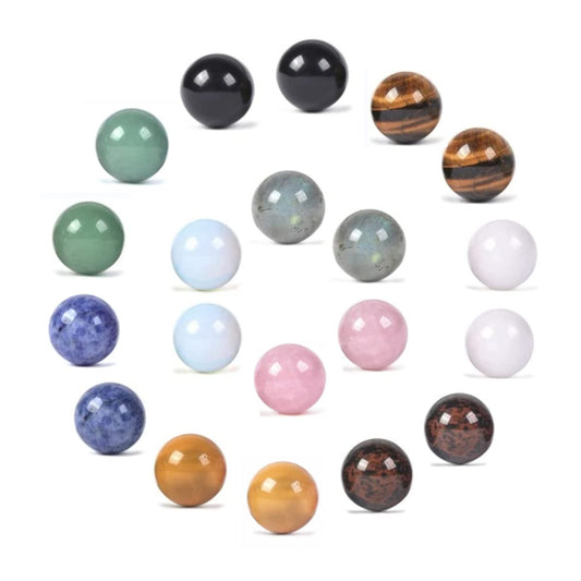 20pcs Multi-Color Gemstone Sphere 20mm Natural Healing Crystal Ball Assorted Rocks Polished Chakra Worry Stones for Mineral Collection Gift Jewelry Making Beads