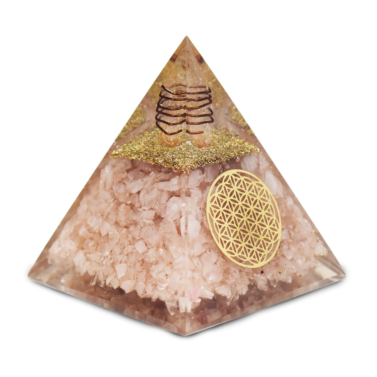 Citrine Orgonite Pyramid, Healing Crystal Pyramid, Pyramid Crystal Gemstone Pyramid for Meditation, Motivation, Positivity - Handmade in India