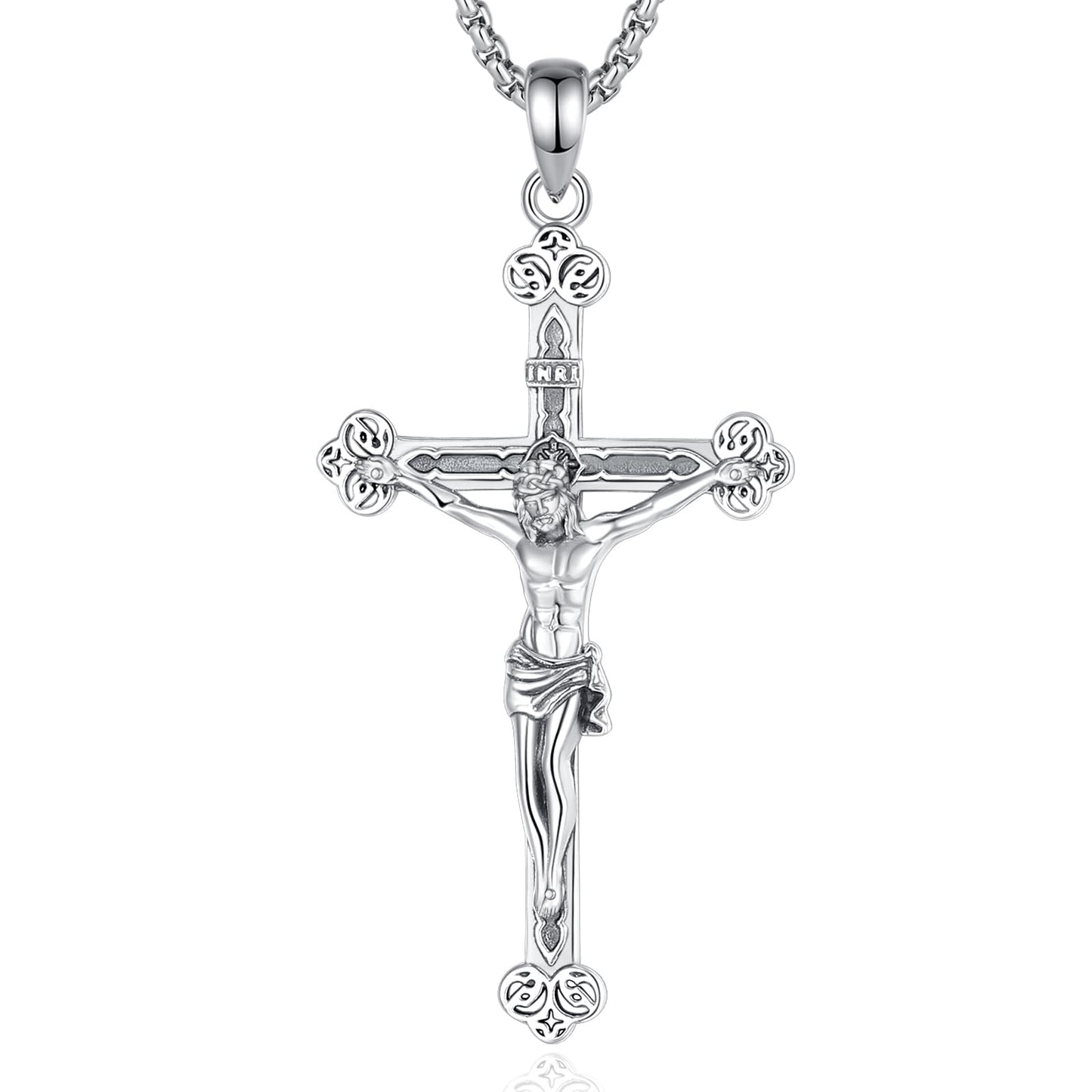 Vito 925 Sterling Silver St Michael/St Christopher/Saint Jude/Seal of Seven Archangels/Virgin Mary Miraculous/Jesus Cross Crucifix/St Joseph//St Anthony Pendant Necklace for Men Women, 24“/22”