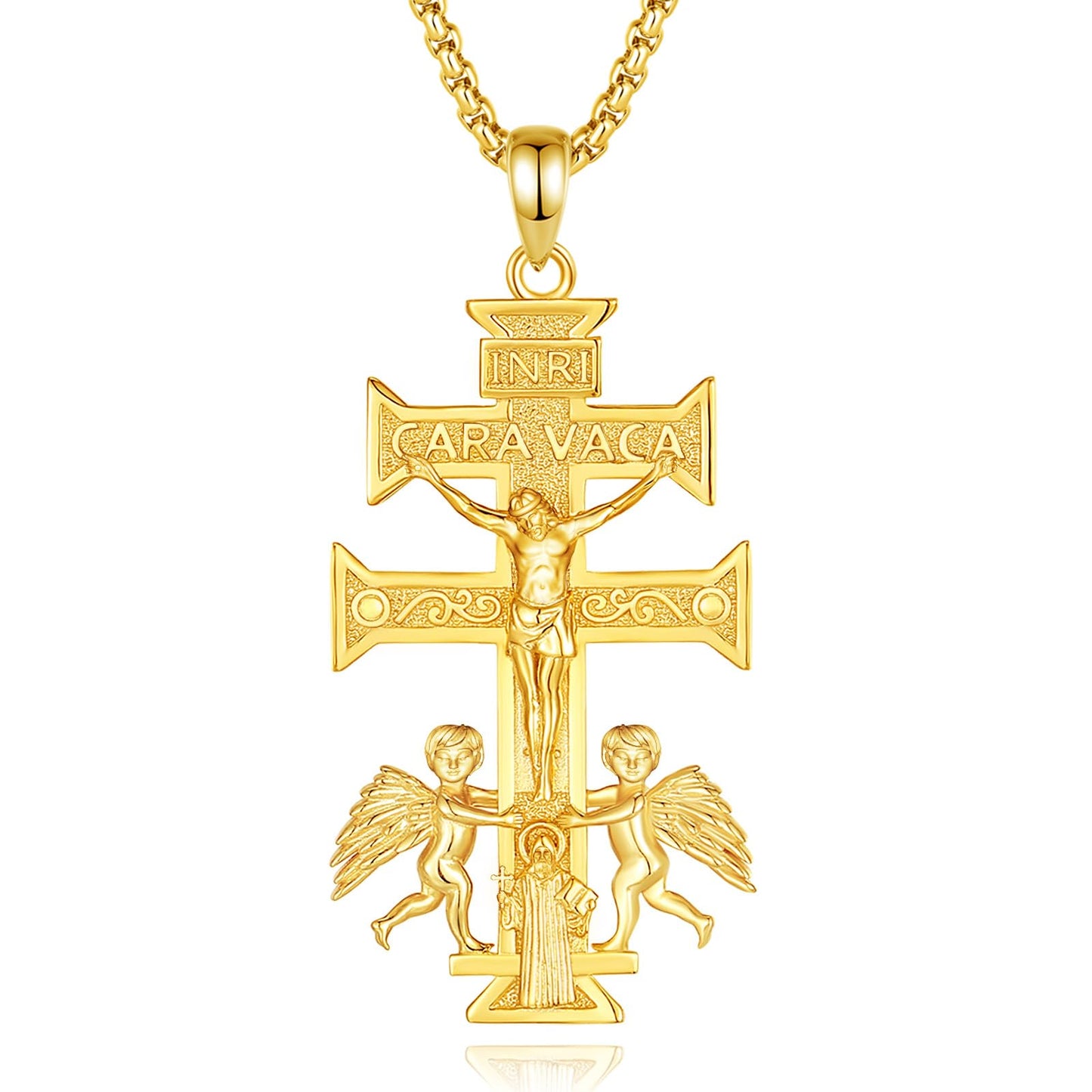 Vito 925 Sterling Silver St Michael/St Christopher/Saint Jude/Seal of Seven Archangels/Virgin Mary Miraculous/Jesus Cross Crucifix/St Joseph//St Anthony Pendant Necklace for Men Women, 24“/22”