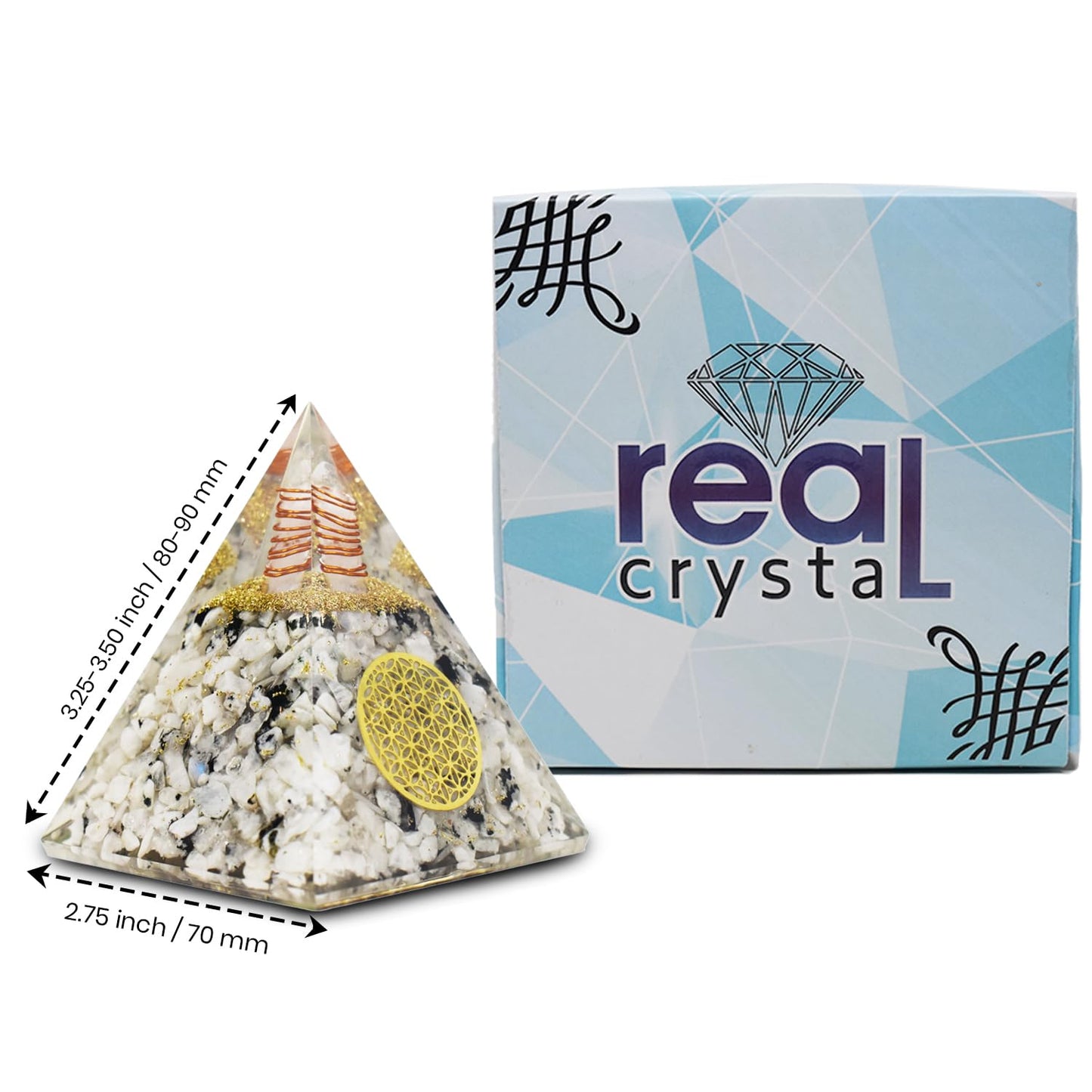 Citrine Orgonite Pyramid, Healing Crystal Pyramid, Pyramid Crystal Gemstone Pyramid for Meditation, Motivation, Positivity - Handmade in India