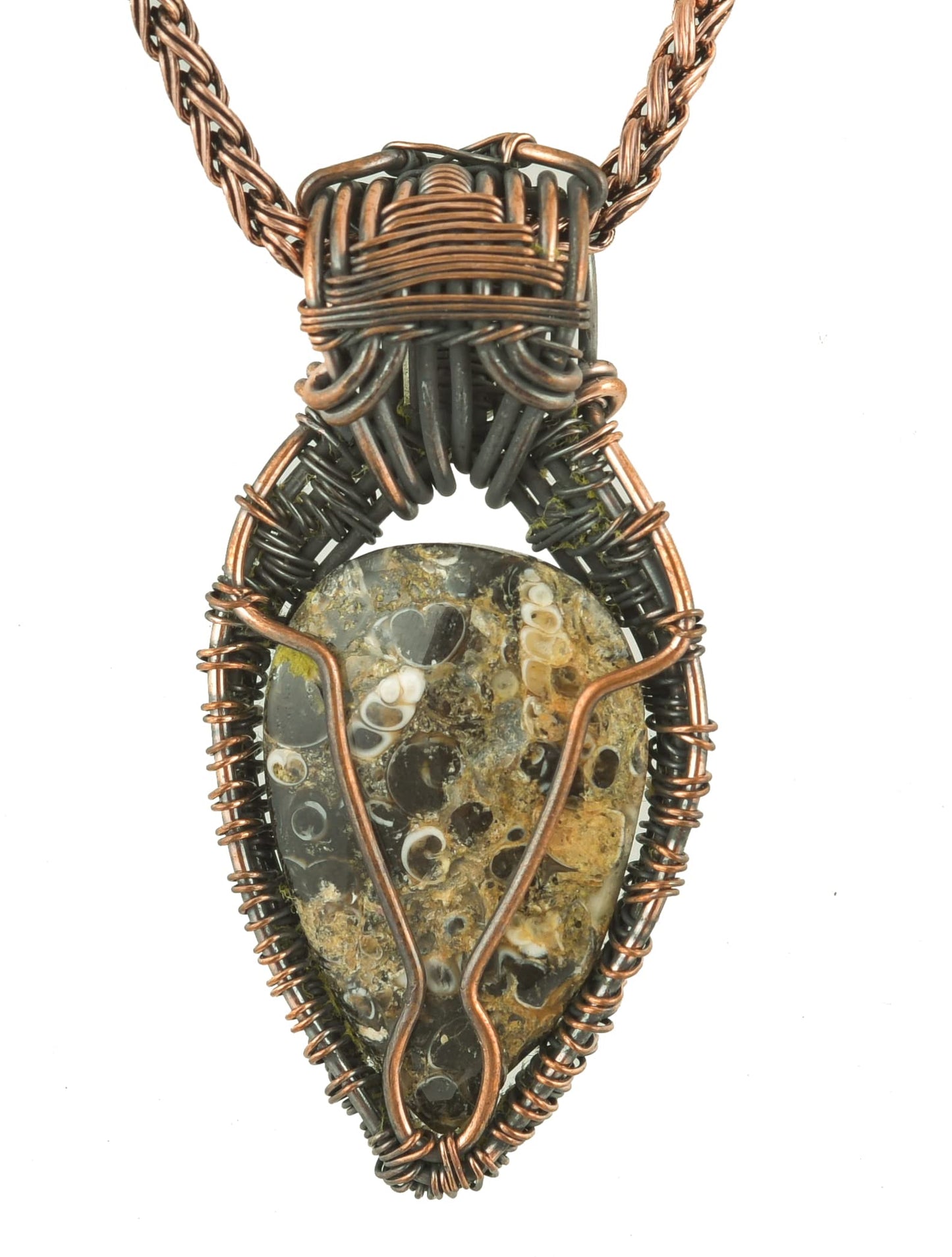 Stunning Handmade Copper Wire Wrapped Multi-Gemstone Pendant Necklace 20" - Perfect for Spiritual Connection and Intuition