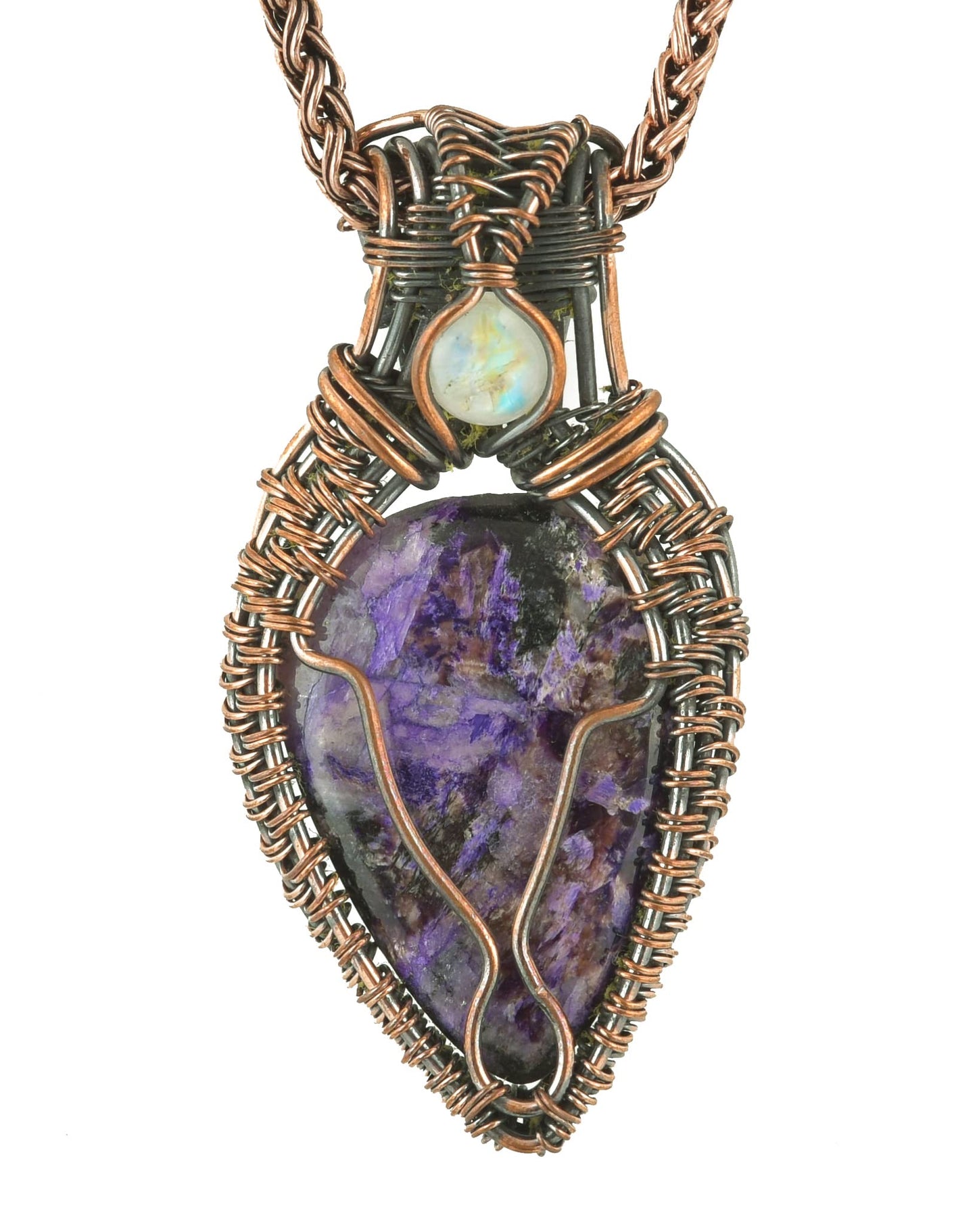 Stunning Handmade Copper Wire Wrapped Multi-Gemstone Pendant Necklace 20" - Perfect for Spiritual Connection and Intuition