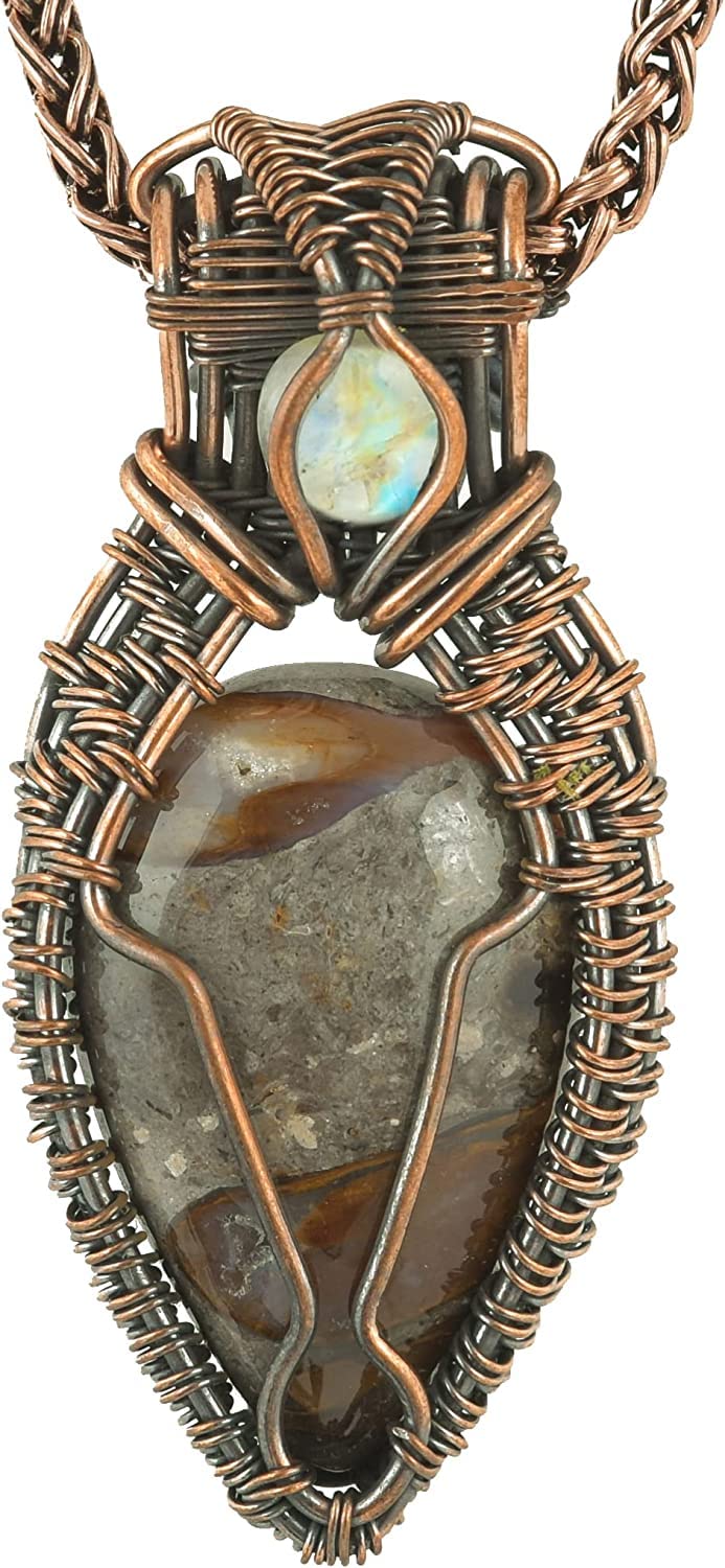 Stunning Handmade Copper Wire Wrapped Multi-Gemstone Pendant Necklace 20" - Perfect for Spiritual Connection and Intuition