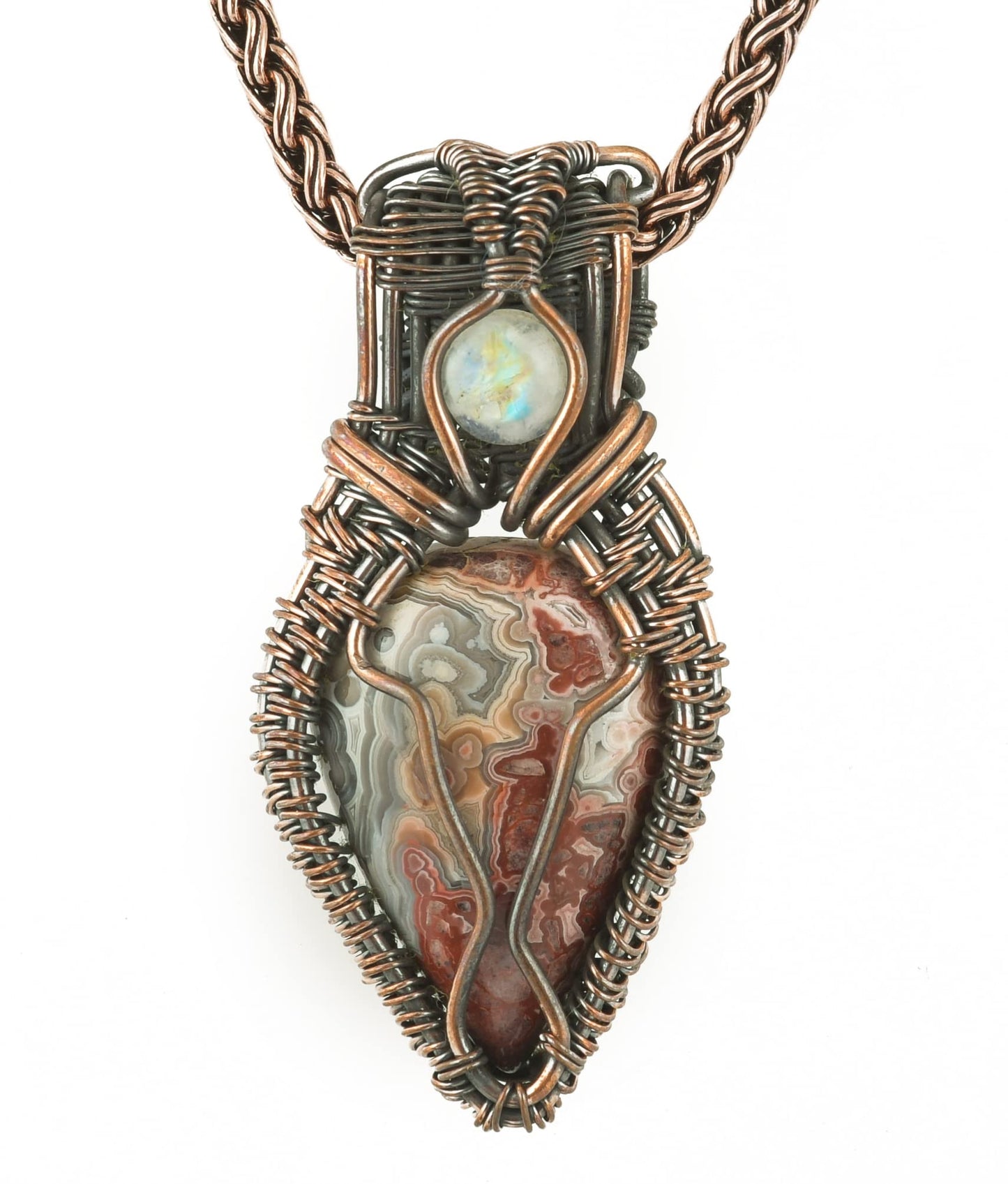 Stunning Handmade Copper Wire Wrapped Multi-Gemstone Pendant Necklace 20" - Perfect for Spiritual Connection and Intuition