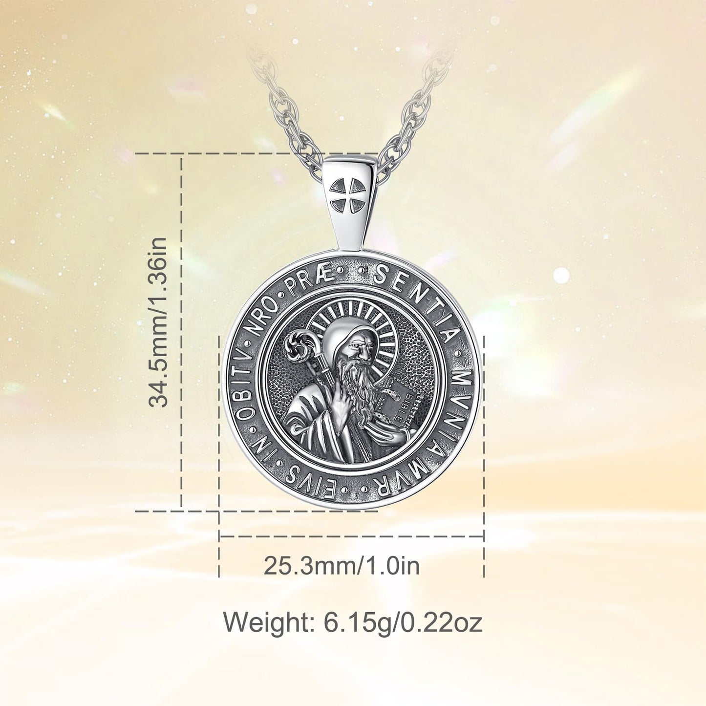 Vito 925 Sterling Silver St Michael/St Christopher/Saint Jude/Seal of Seven Archangels/Virgin Mary Miraculous/Jesus Cross Crucifix/St Joseph//St Anthony Pendant Necklace for Men Women, 24“/22”