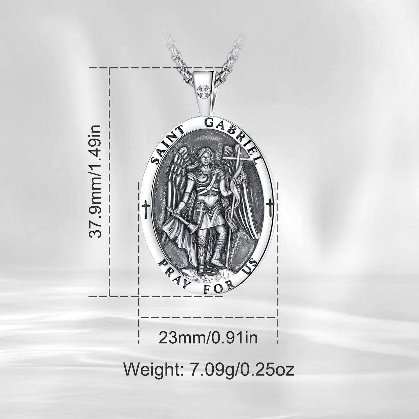 Vito 925 Sterling Silver St Michael/St Christopher/Saint Jude/Seal of Seven Archangels/Virgin Mary Miraculous/Jesus Cross Crucifix/St Joseph//St Anthony Pendant Necklace for Men Women, 24“/22”