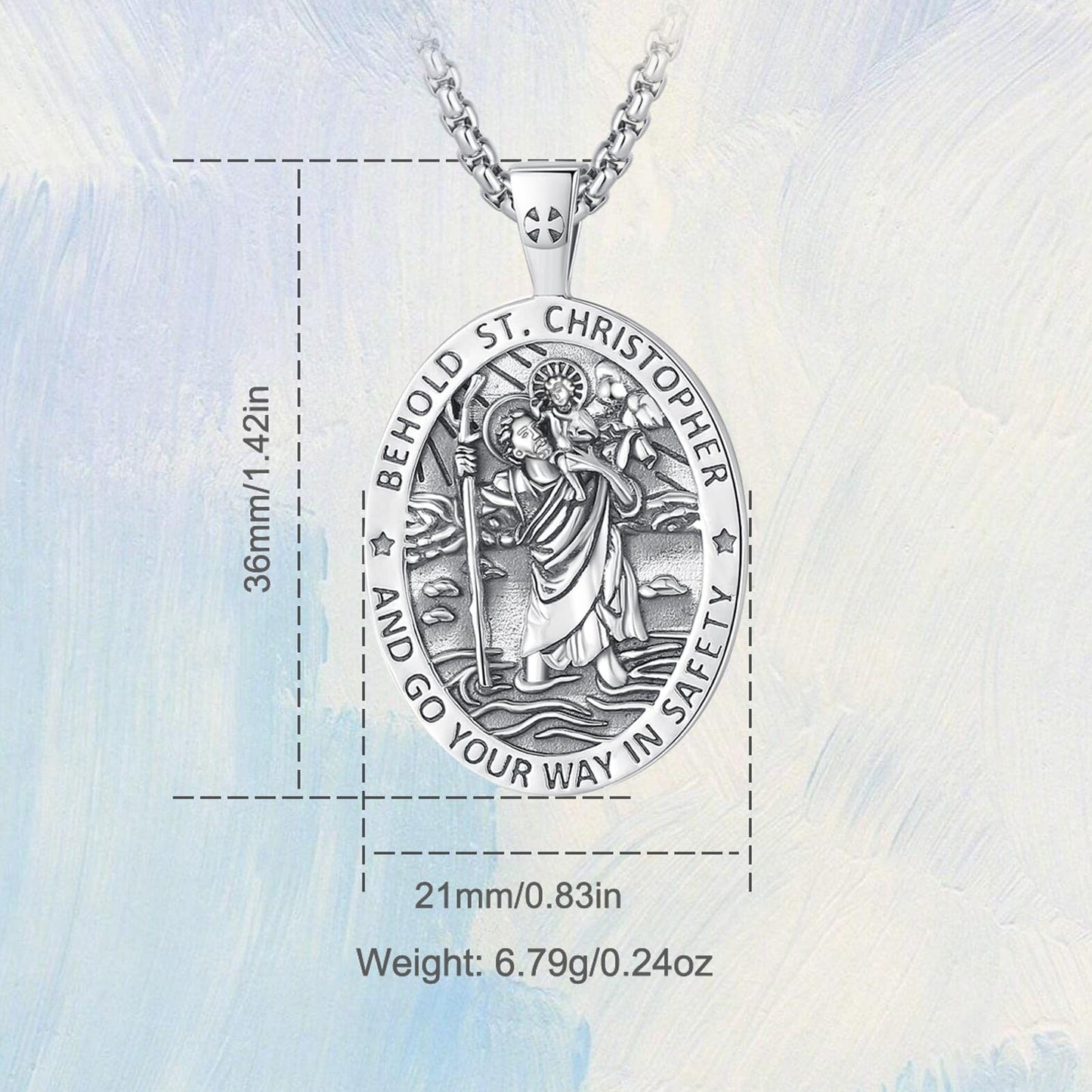 Vito 925 Sterling Silver St Michael/St Christopher/Saint Jude/Seal of Seven Archangels/Virgin Mary Miraculous/Jesus Cross Crucifix/St Joseph//St Anthony Pendant Necklace for Men Women, 24“/22”