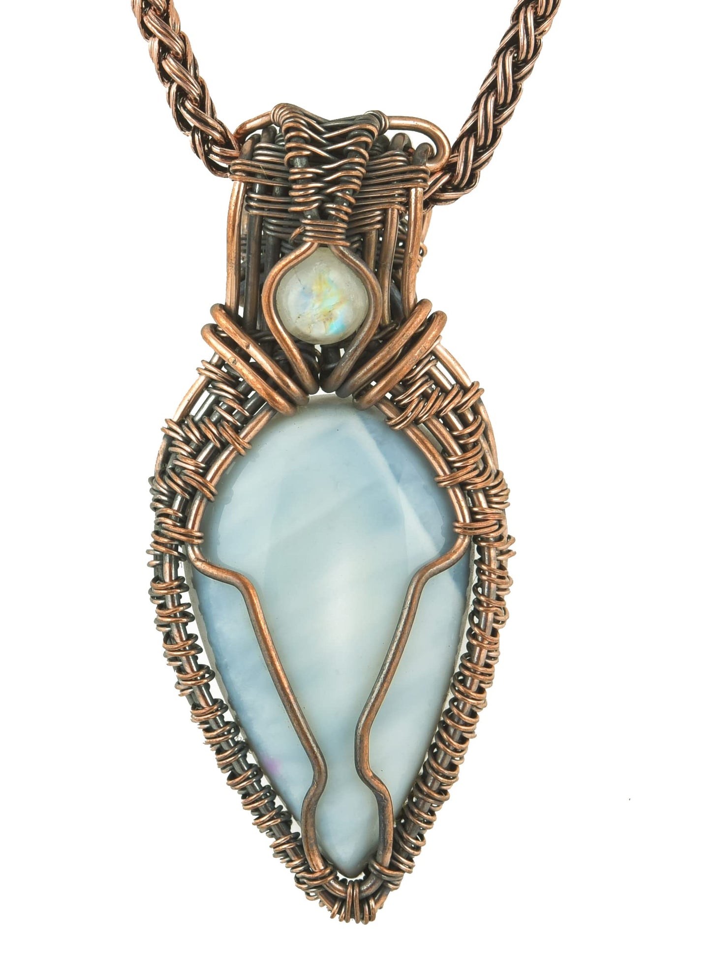 Stunning Handmade Copper Wire Wrapped Multi-Gemstone Pendant Necklace 20" - Perfect for Spiritual Connection and Intuition