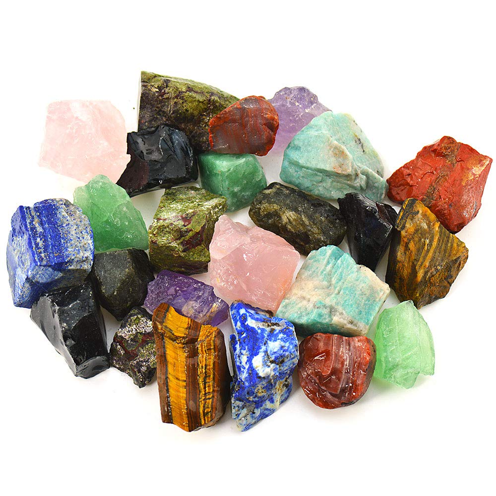 1 lb Bulk Rough Madagascar Stones Mix - Large 1" Natural Raw Stones for Tumbling, Cabbing, Fountain Rocks, Decoration,Polishing, Wire Wrapping, Wicca & Reiki