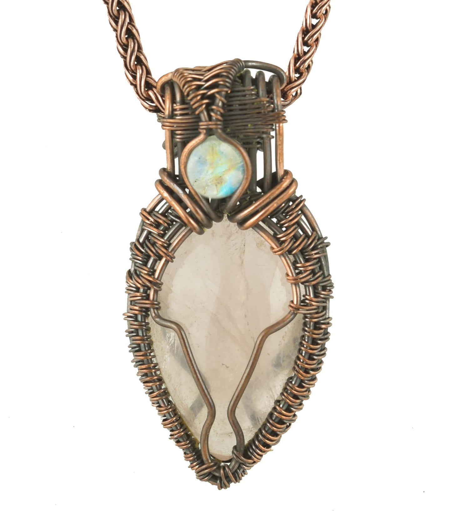 Stunning Handmade Copper Wire Wrapped Multi-Gemstone Pendant Necklace 20" - Perfect for Spiritual Connection and Intuition