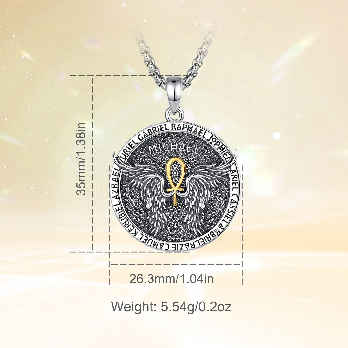 Vito 925 Sterling Silver St Michael/St Christopher/Saint Jude/Seal of Seven Archangels/Virgin Mary Miraculous/Jesus Cross Crucifix/St Joseph//St Anthony Pendant Necklace for Men Women, 24“/22”