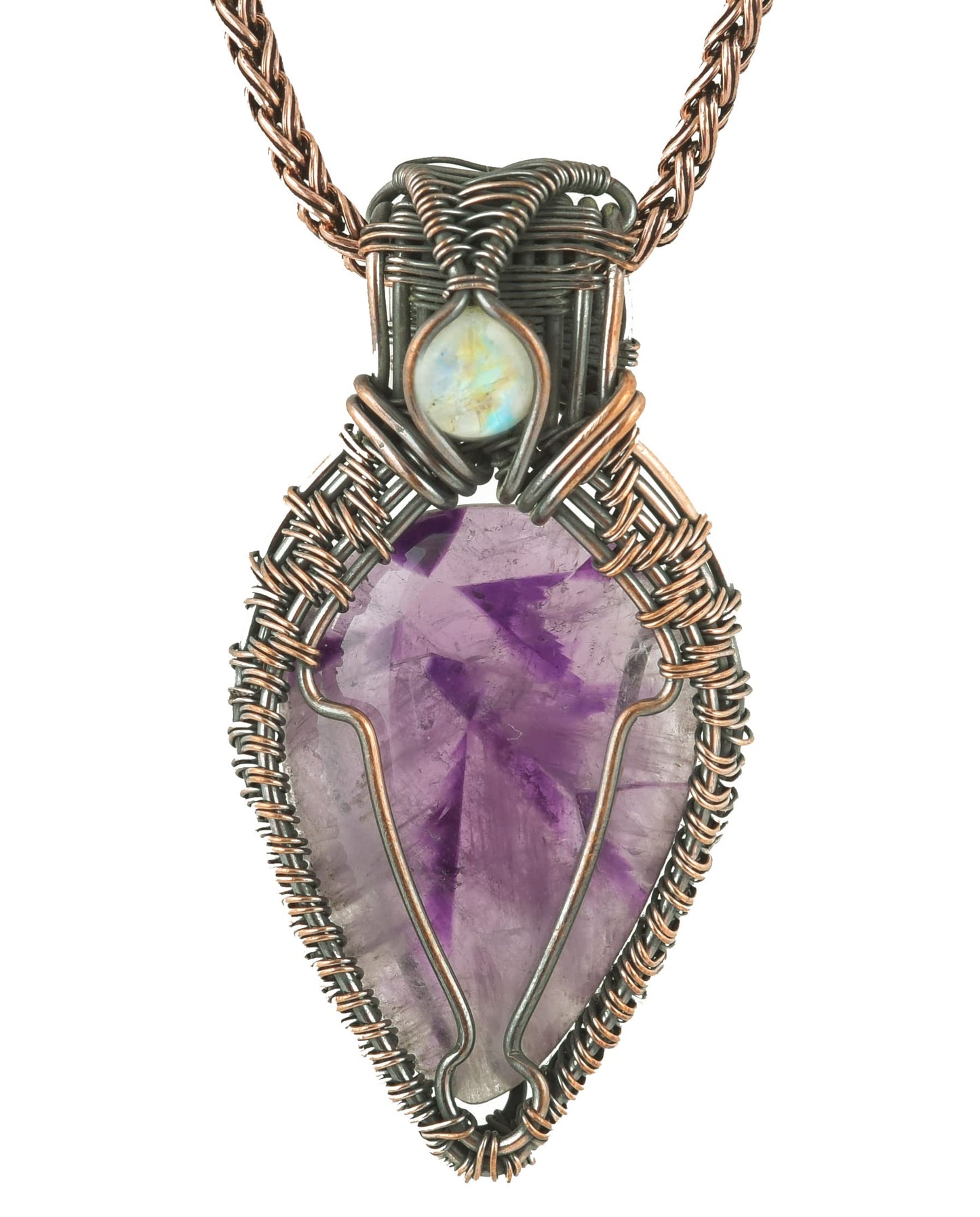 Stunning Handmade Copper Wire Wrapped Multi-Gemstone Pendant Necklace 20" - Perfect for Spiritual Connection and Intuition