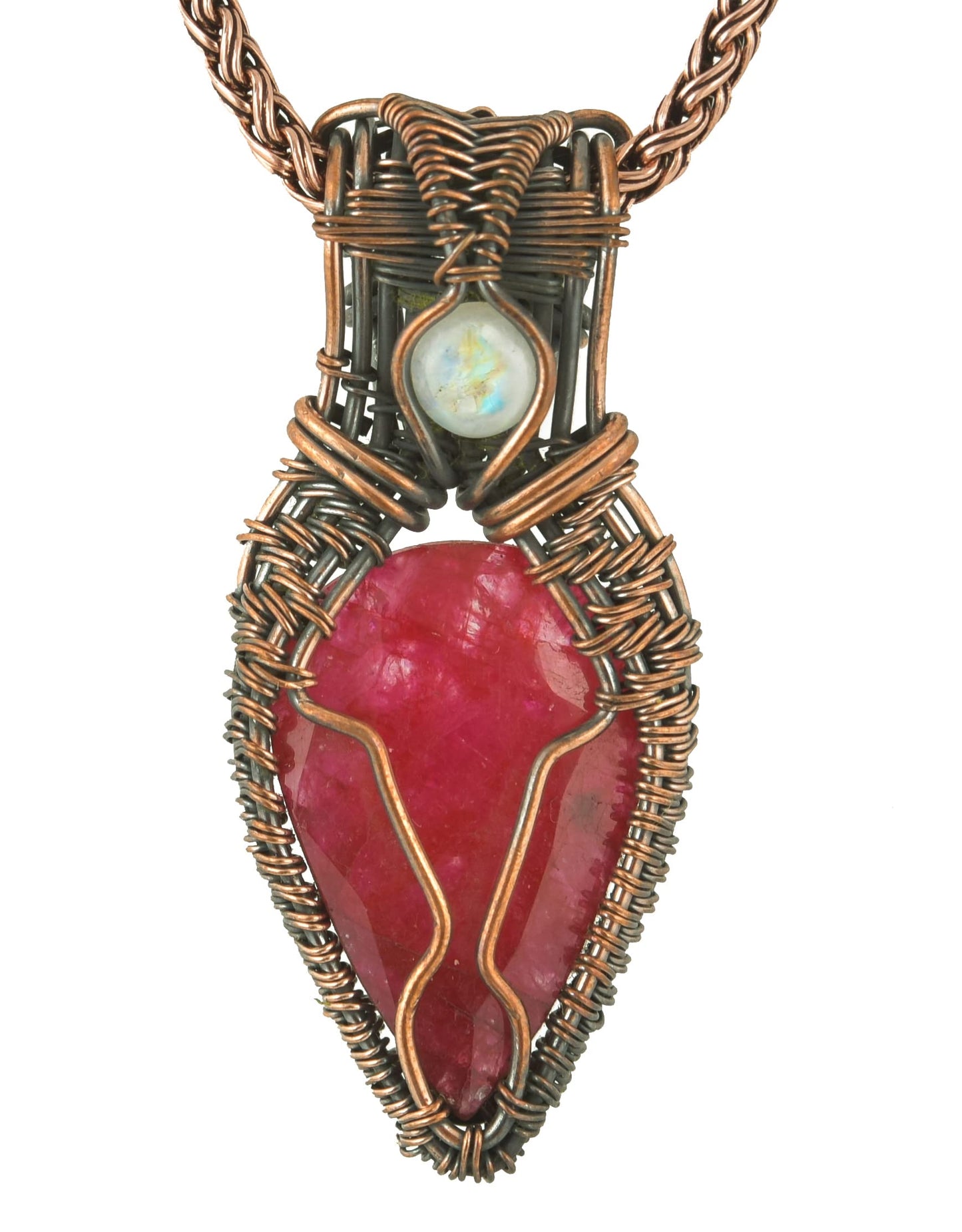 Stunning Handmade Copper Wire Wrapped Multi-Gemstone Pendant Necklace 20" - Perfect for Spiritual Connection and Intuition