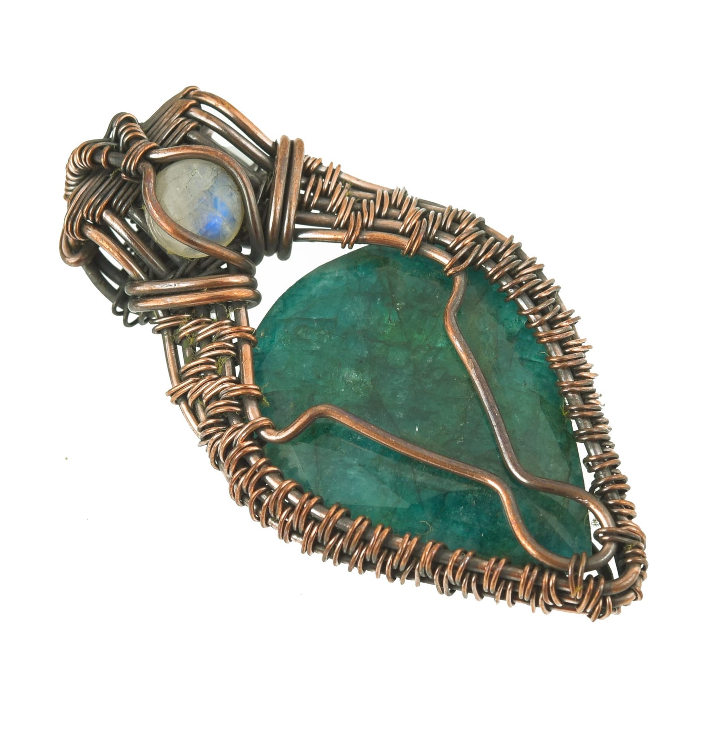 Stunning Handmade Copper Wire Wrapped Multi-Gemstone Pendant Necklace 20" - Perfect for Spiritual Connection and Intuition