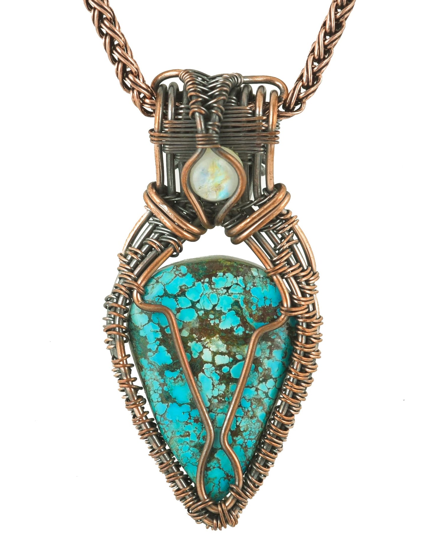 Stunning Handmade Copper Wire Wrapped Multi-Gemstone Pendant Necklace 20" - Perfect for Spiritual Connection and Intuition