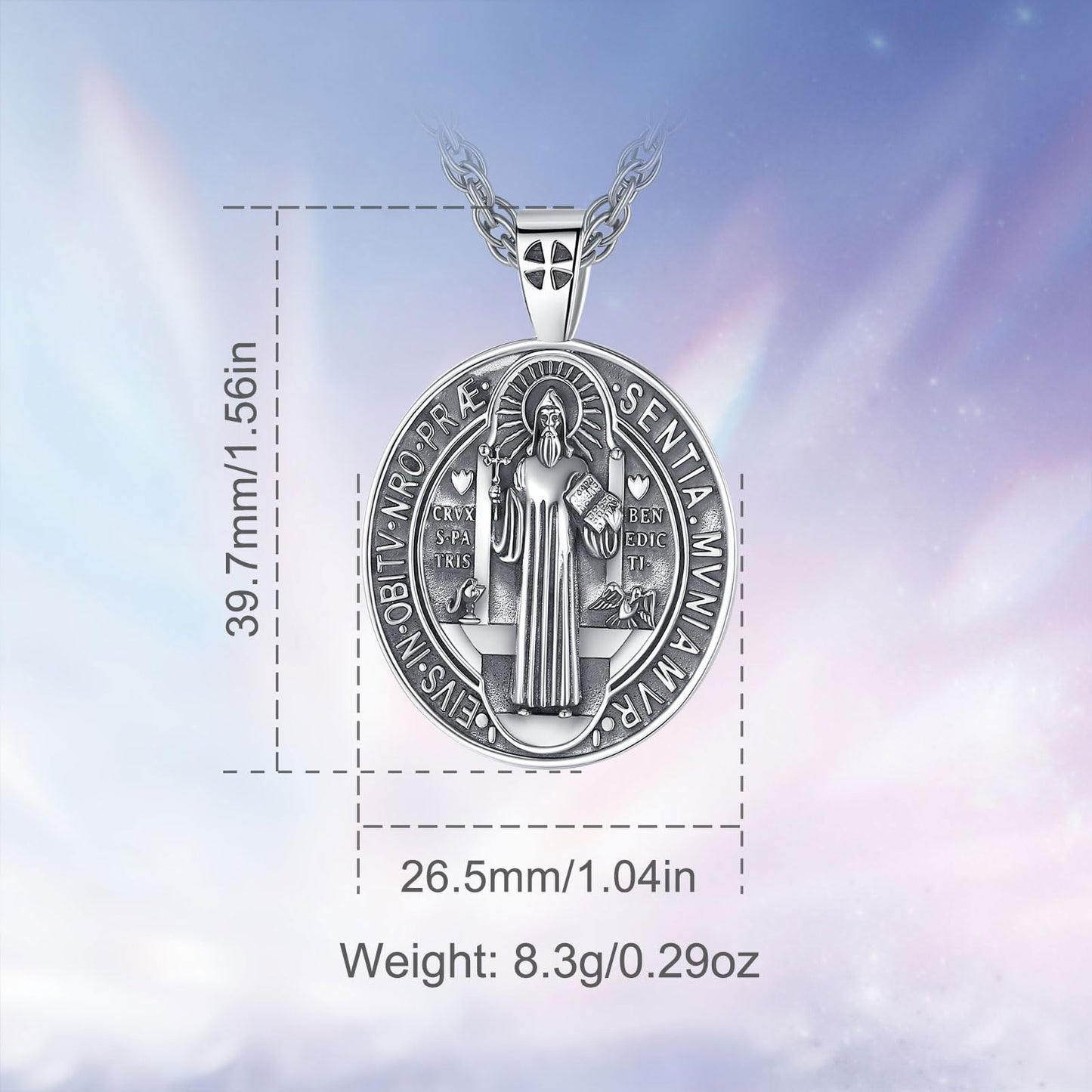 Vito 925 Sterling Silver St Michael/St Christopher/Saint Jude/Seal of Seven Archangels/Virgin Mary Miraculous/Jesus Cross Crucifix/St Joseph//St Anthony Pendant Necklace for Men Women, 24“/22”