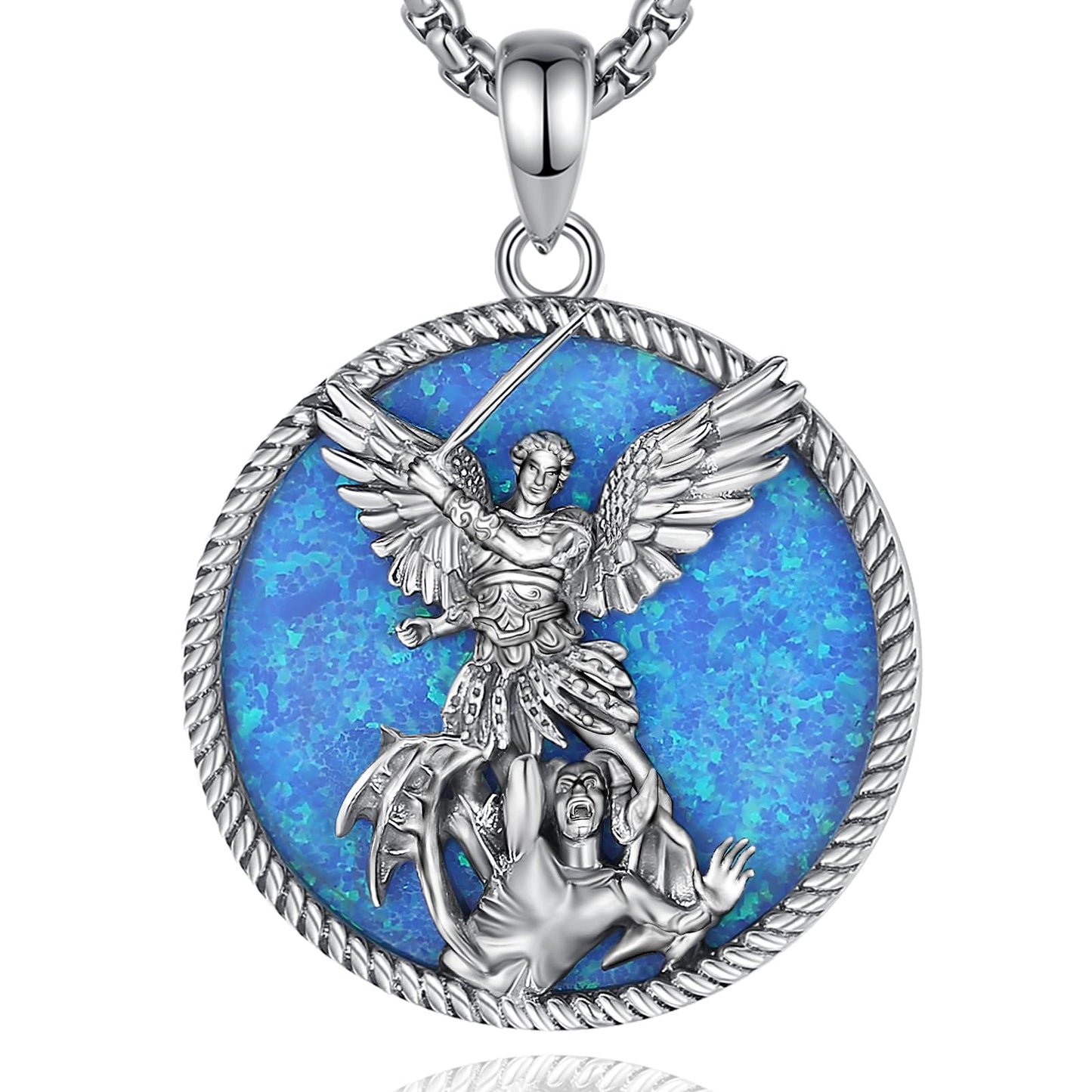 Vito 925 Sterling Silver St Michael/St Christopher/Saint Jude/Seal of Seven Archangels/Virgin Mary Miraculous/Jesus Cross Crucifix/St Joseph//St Anthony Pendant Necklace for Men Women, 24“/22”