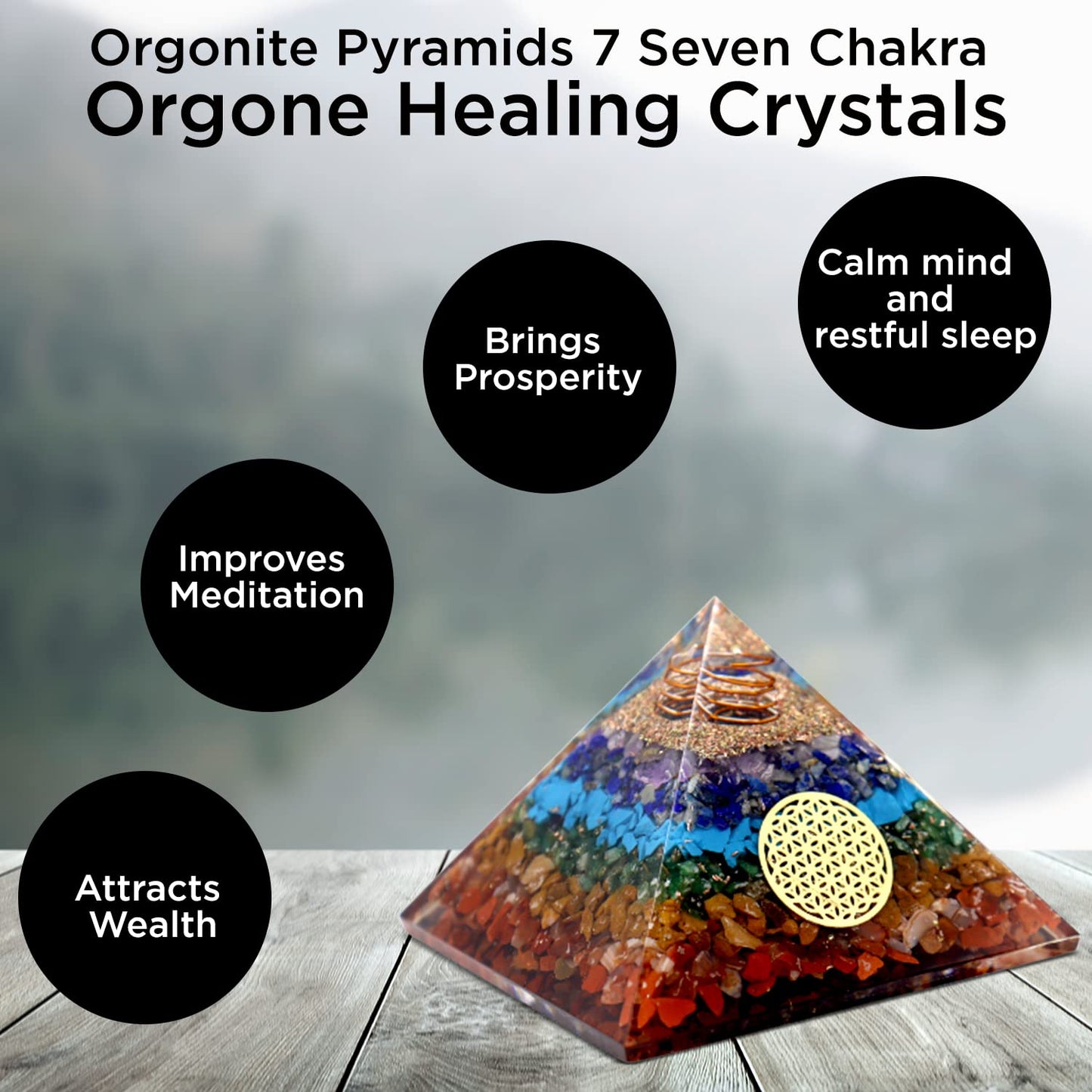 Citrine Orgonite Pyramid, Healing Crystal Pyramid, Pyramid Crystal Gemstone Pyramid for Meditation, Motivation, Positivity - Handmade in India