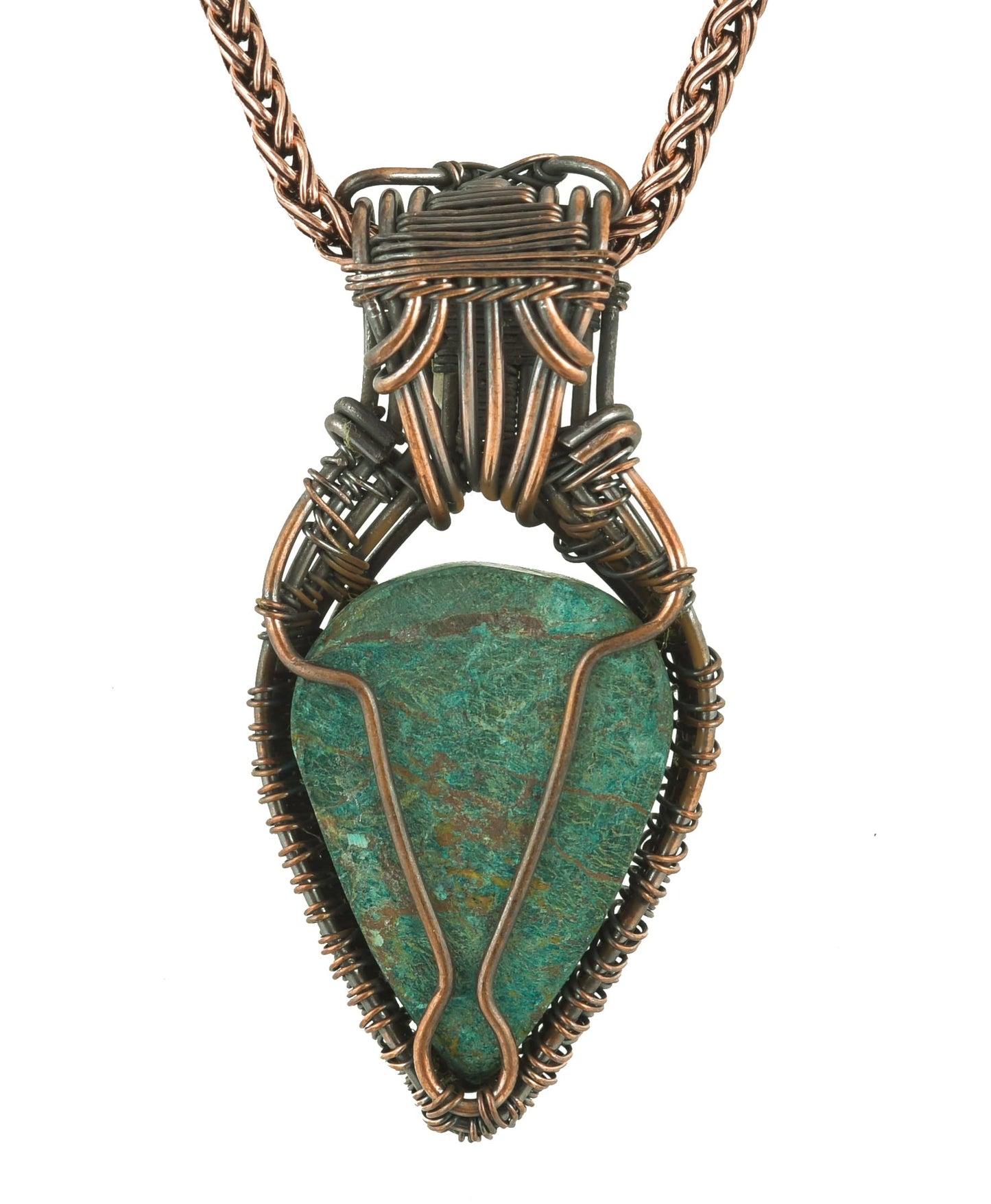 Stunning Handmade Copper Wire Wrapped Multi-Gemstone Pendant Necklace 20" - Perfect for Spiritual Connection and Intuition