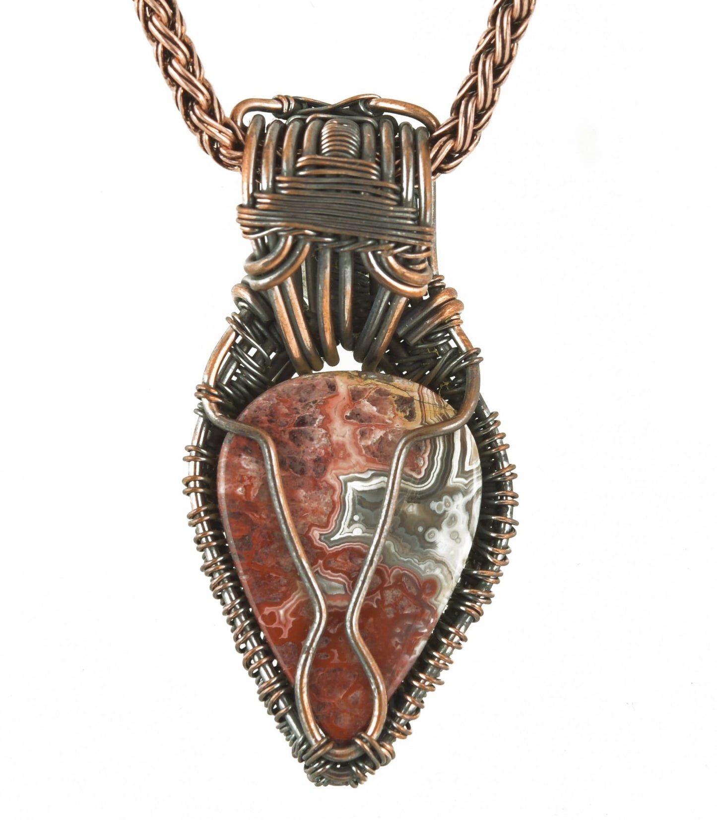 Stunning Handmade Copper Wire Wrapped Multi-Gemstone Pendant Necklace 20" - Perfect for Spiritual Connection and Intuition