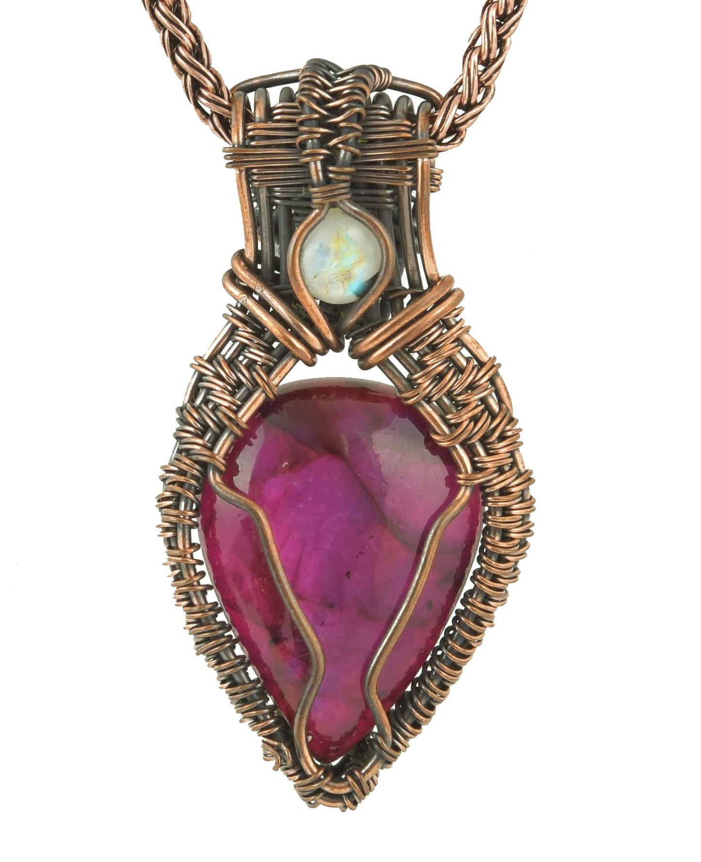 Stunning Handmade Copper Wire Wrapped Multi-Gemstone Pendant Necklace 20" - Perfect for Spiritual Connection and Intuition