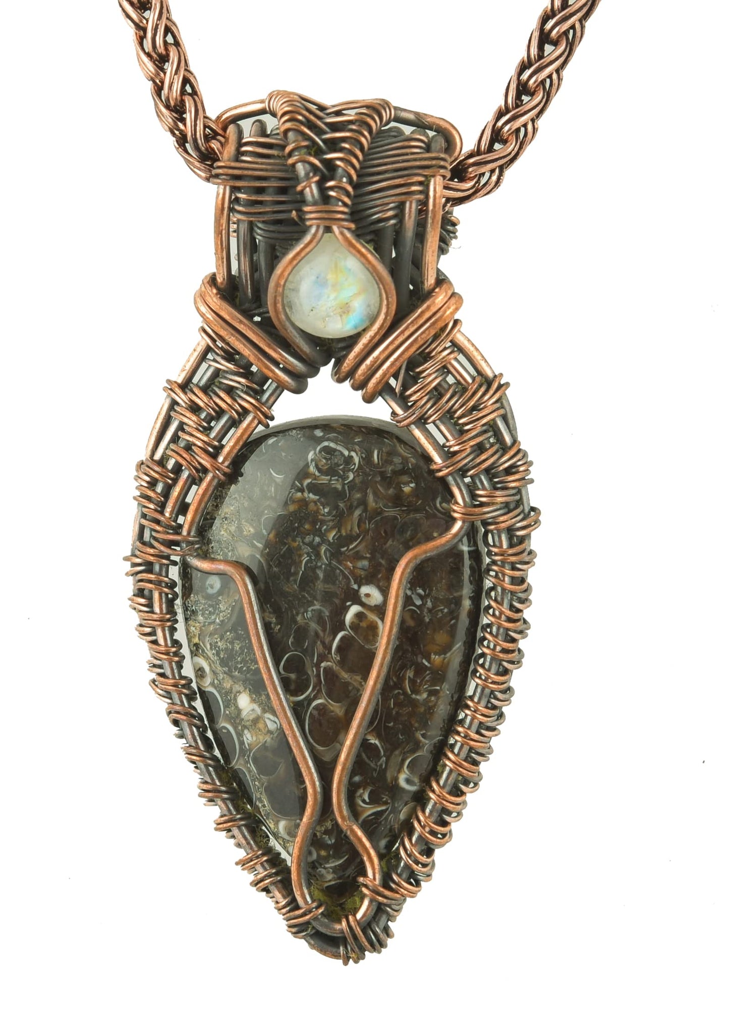 Stunning Handmade Copper Wire Wrapped Multi-Gemstone Pendant Necklace 20" - Perfect for Spiritual Connection and Intuition