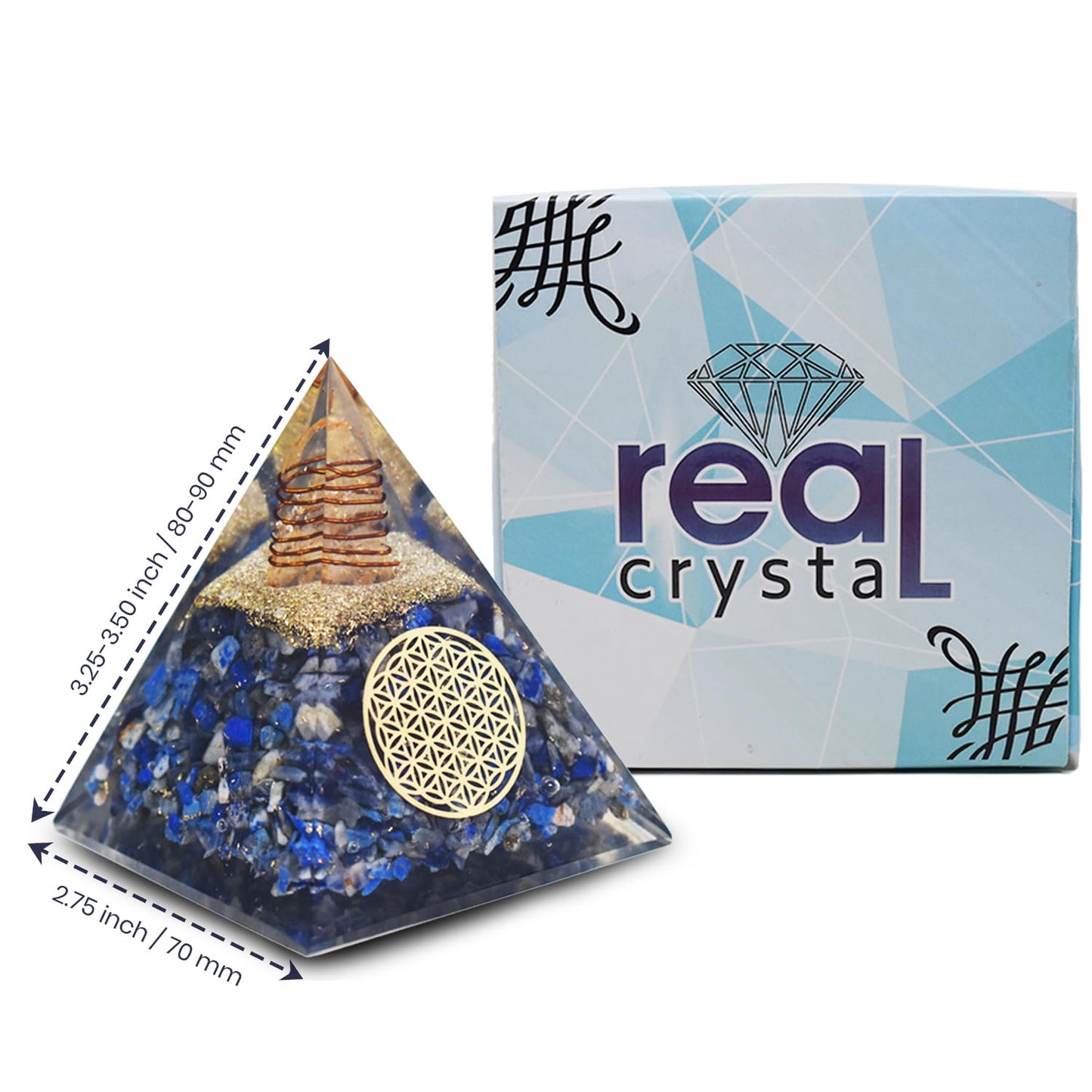 Citrine Orgonite Pyramid, Healing Crystal Pyramid, Pyramid Crystal Gemstone Pyramid for Meditation, Motivation, Positivity - Handmade in India