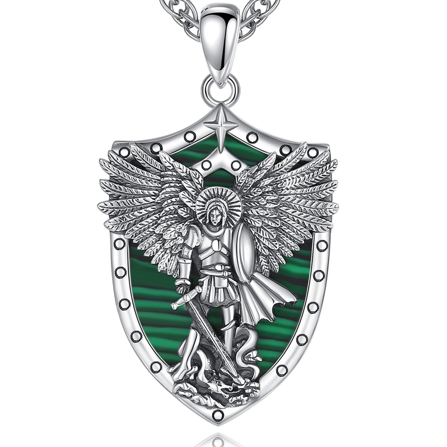 Vito 925 Sterling Silver St Michael/St Christopher/Saint Jude/Seal of Seven Archangels/Virgin Mary Miraculous/Jesus Cross Crucifix/St Joseph//St Anthony Pendant Necklace for Men Women, 24“/22”