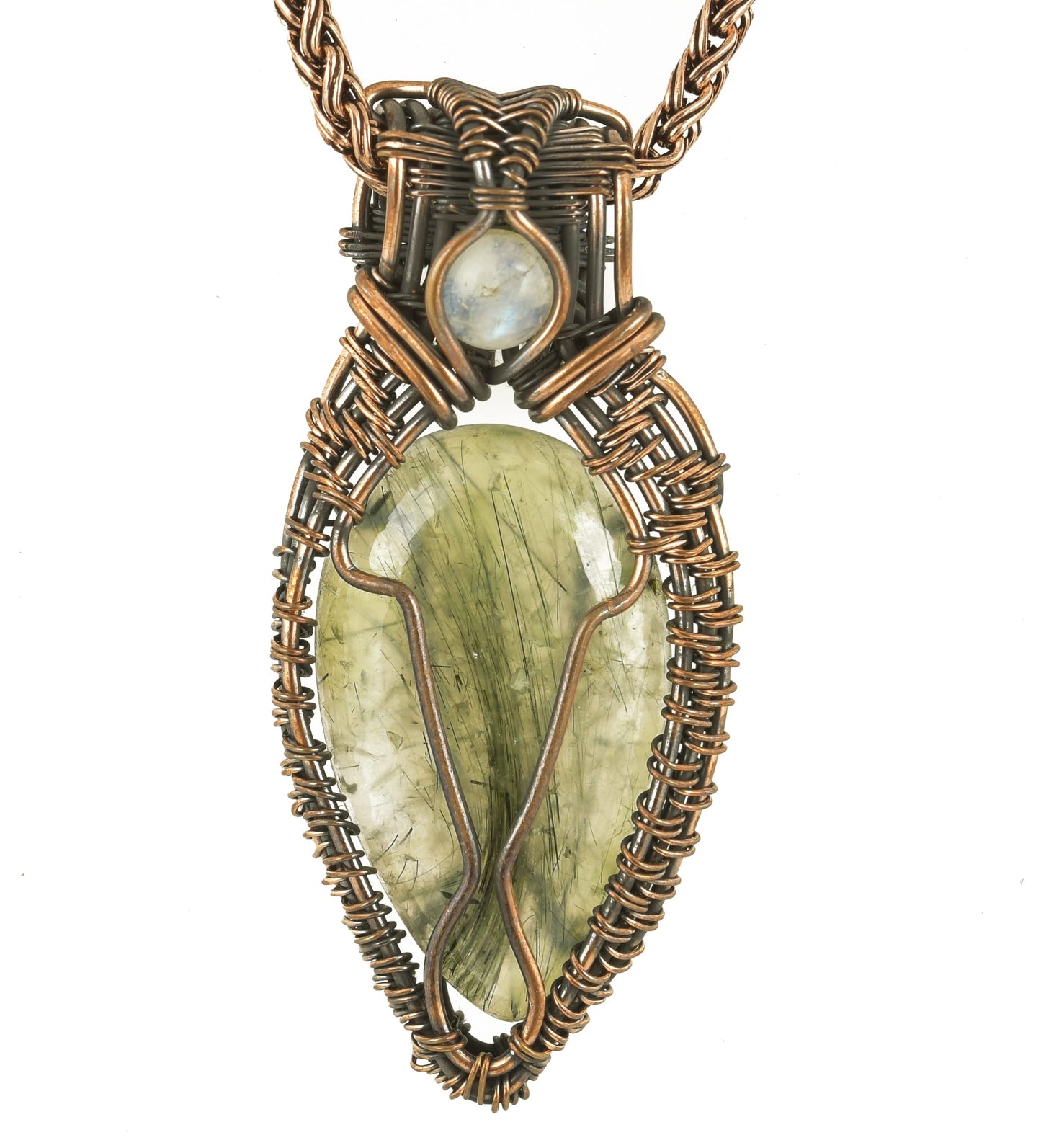 Stunning Handmade Copper Wire Wrapped Multi-Gemstone Pendant Necklace 20" - Perfect for Spiritual Connection and Intuition