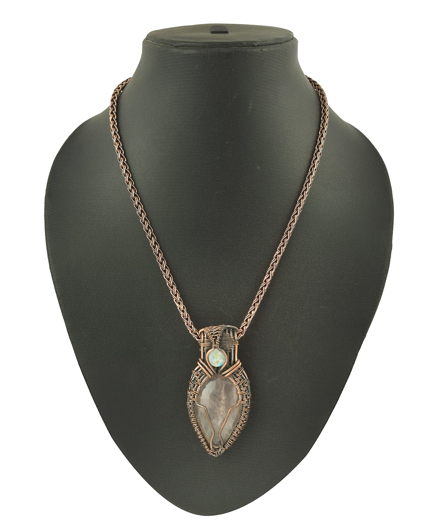 Stunning Handmade Copper Wire Wrapped Multi-Gemstone Pendant Necklace 20" - Perfect for Spiritual Connection and Intuition