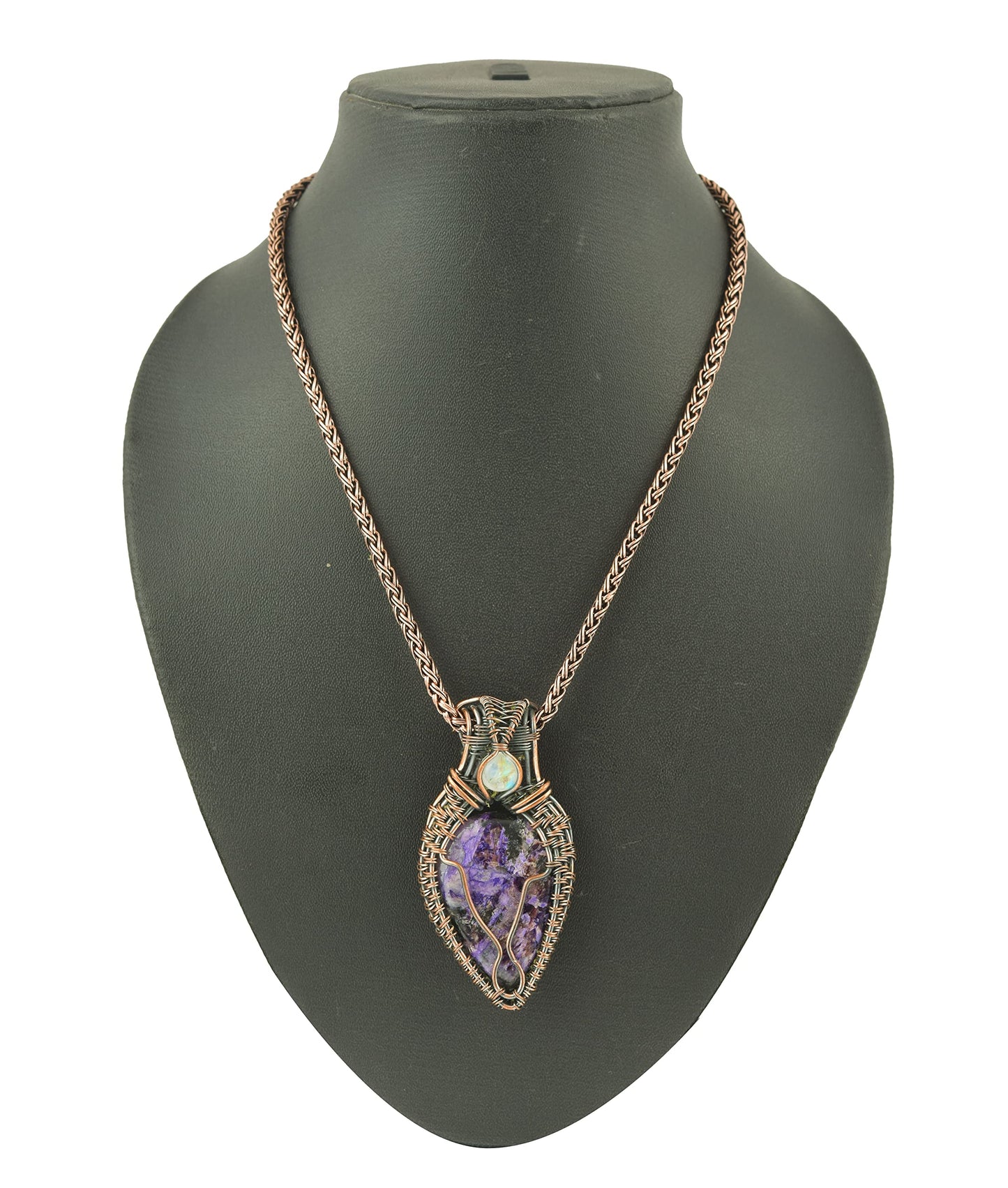 Stunning Handmade Copper Wire Wrapped Multi-Gemstone Pendant Necklace 20" - Perfect for Spiritual Connection and Intuition