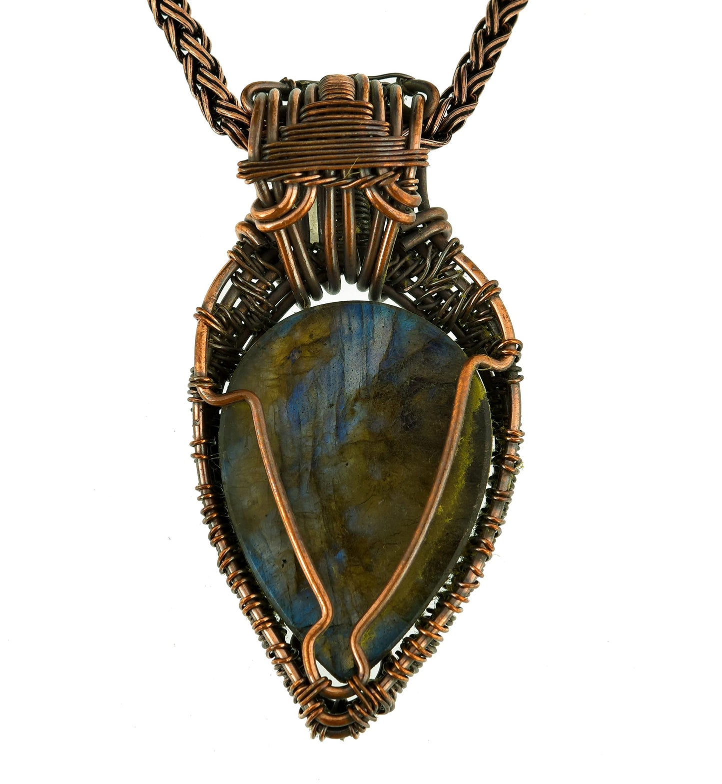 Stunning Handmade Copper Wire Wrapped Multi-Gemstone Pendant Necklace 20" - Perfect for Spiritual Connection and Intuition