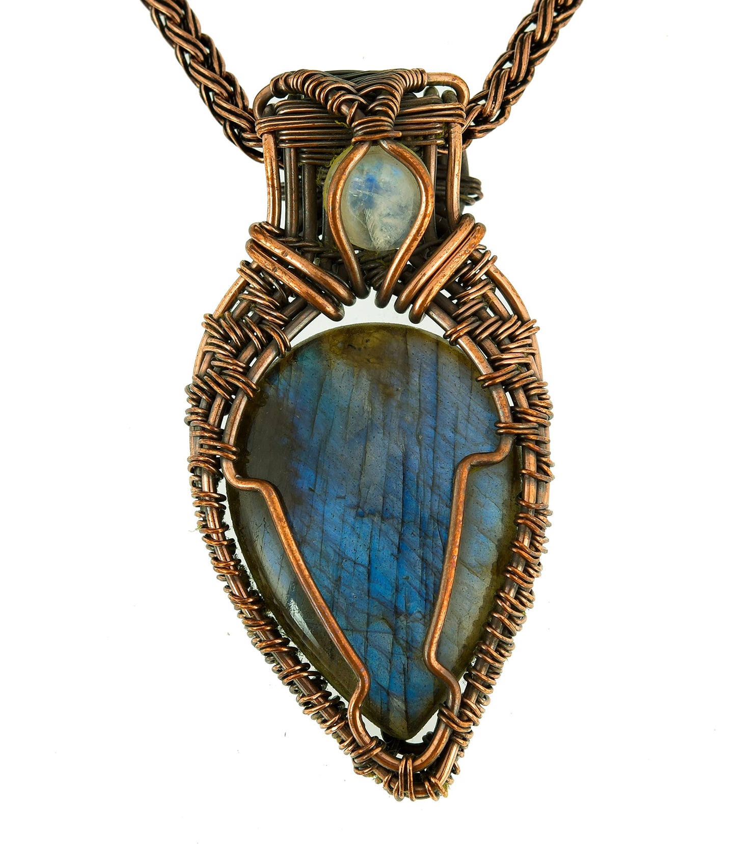 Stunning Handmade Copper Wire Wrapped Multi-Gemstone Pendant Necklace 20" - Perfect for Spiritual Connection and Intuition