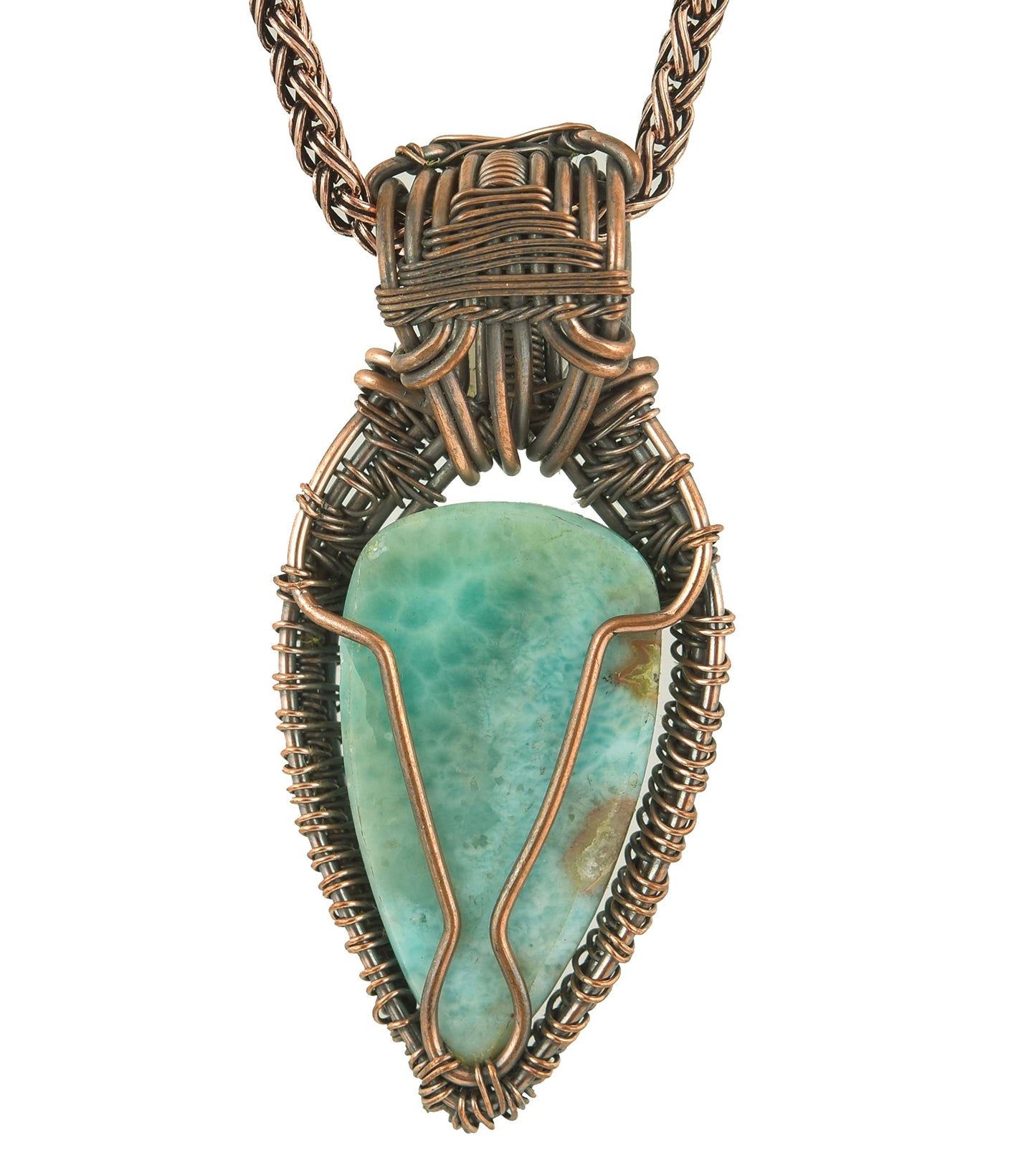 Stunning Handmade Copper Wire Wrapped Multi-Gemstone Pendant Necklace 20" - Perfect for Spiritual Connection and Intuition