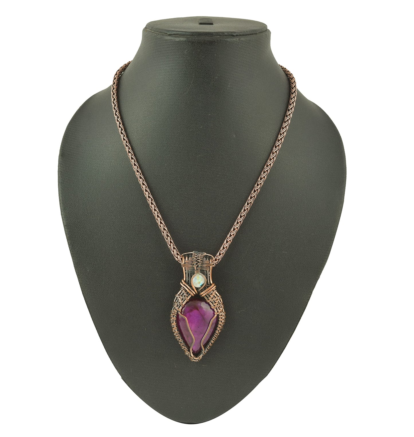 Stunning Handmade Copper Wire Wrapped Multi-Gemstone Pendant Necklace 20" - Perfect for Spiritual Connection and Intuition