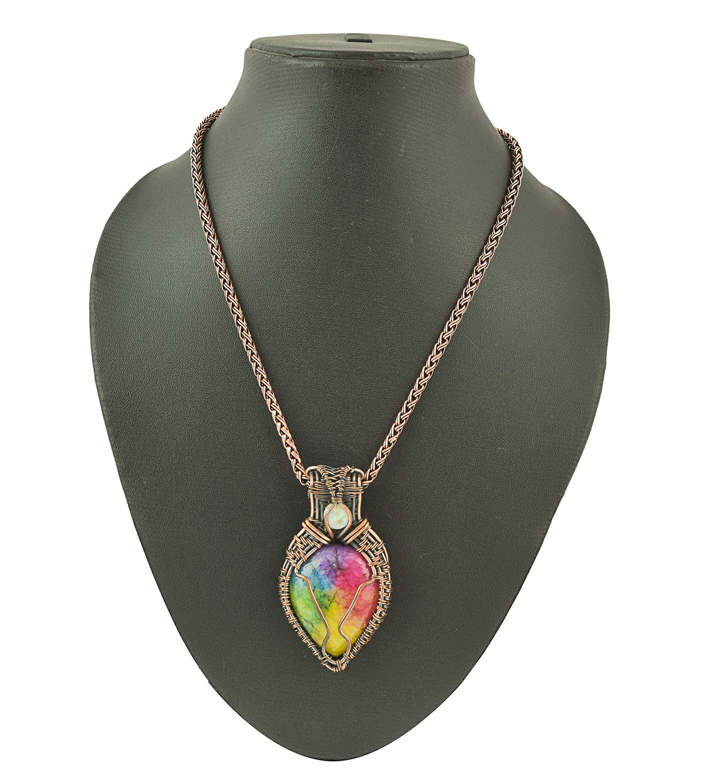 Stunning Handmade Copper Wire Wrapped Multi-Gemstone Pendant Necklace 20" - Perfect for Spiritual Connection and Intuition